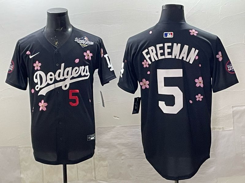 Men 2025 Nike Los Angeles Dodgers #5 Freeman Black Game MLB Jersey 04